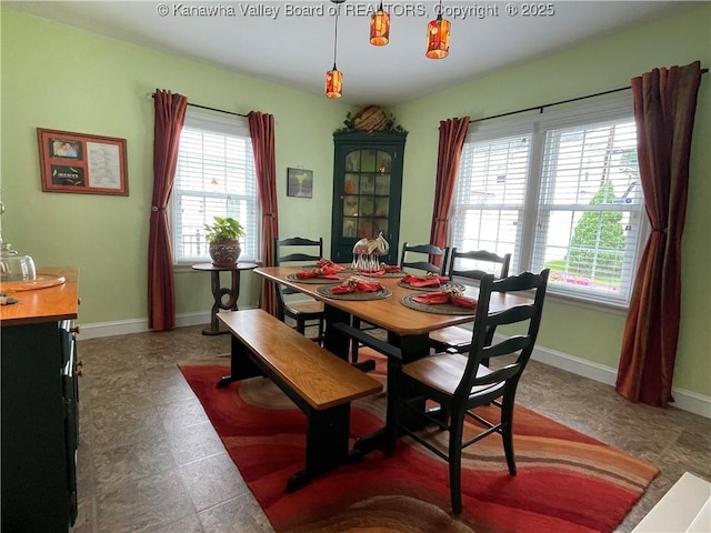 dining room featuring baseboards and a wealth of natural light