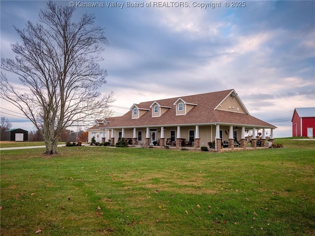 2648 Bedford Chapel, Milton, WV 25541 - view of front of house featuring covered porch, a front yard, and roof with shingles