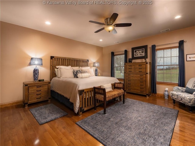 2648 Bedford Chapel, Milton, WV 25541 - bedroom with wood finished floors, a ceiling fan, and recessed lighting