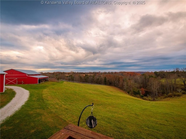 2648 Bedford Chapel, Milton, WV 25541 - view of green lawn with a barn, driveway, and an outbuilding