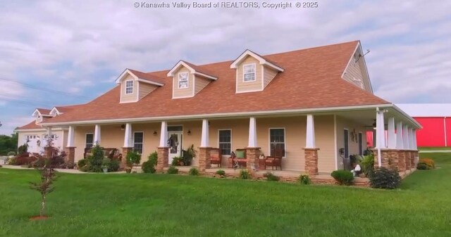 2648 Bedford Chapel, Milton, WV 25541 - view of front facade featuring covered porch, a front yard, and roof with shingles