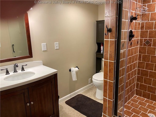 1407 Longridge Rd, Charleston, WV 25314 - full bath with a stall shower, vanity, tile patterned flooring, and toilet