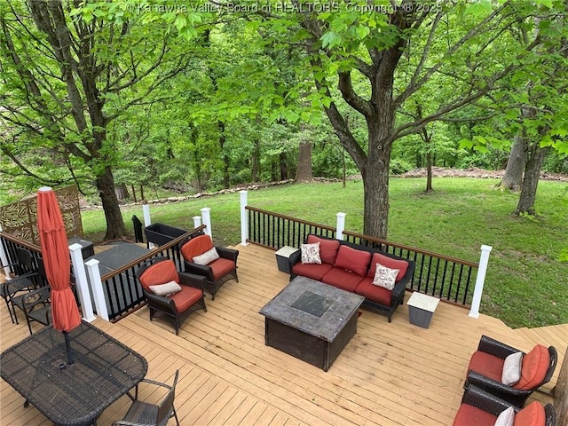 1407 Longridge Rd, Charleston, WV 25314 - deck with outdoor lounge area and a lawn