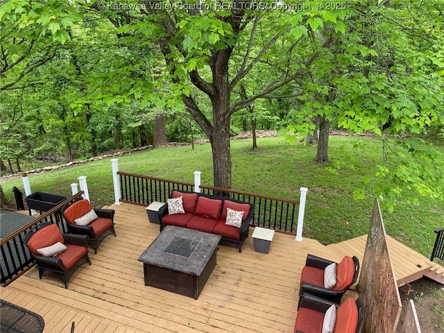 1407 Longridge Rd, Charleston, WV 25314 - wooden deck featuring an outdoor living space and a lawn