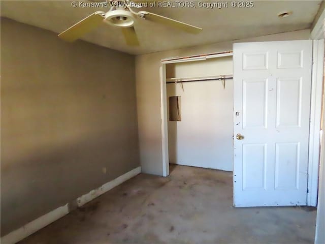 1908 Washington Ave, Saint Albans, WV 25177 - unfurnished bedroom with a closet, baseboards, and ceiling fan