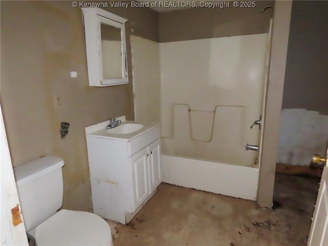 1908 Washington Ave, Saint Albans, WV 25177 - full bath with concrete floors, toilet, vanity, and shower / bathtub combination