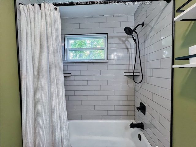full bath featuring shower / bath combo