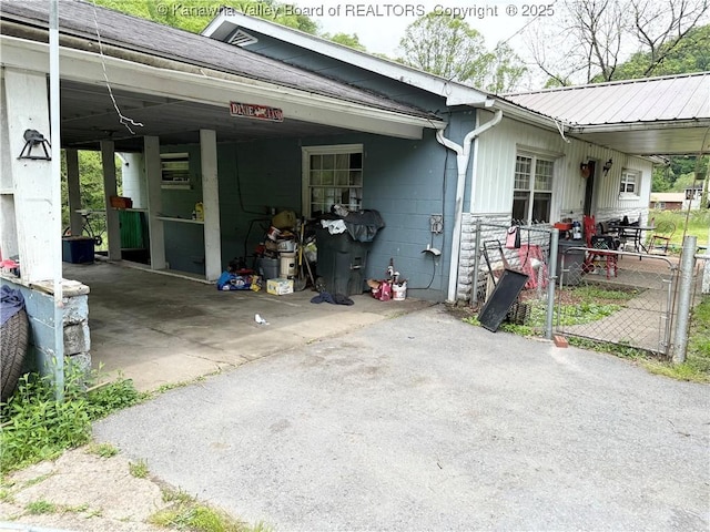 12027 Chap Rd, Wv, WV 25204 - view of front of house with asphalt driveway, a gate, an attached carport, and fence
