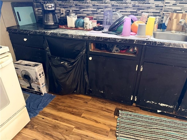 12027 Chap Rd, Wv, WV 25204 - detailed view of wood finished floors, backsplash, a sink, and range