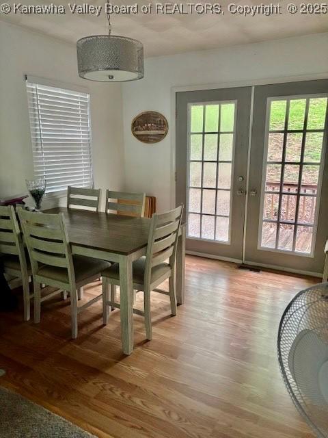 5222 Dalewood Dr, Charleston, WV 25313 - dining space featuring light wood-style floors and french doors