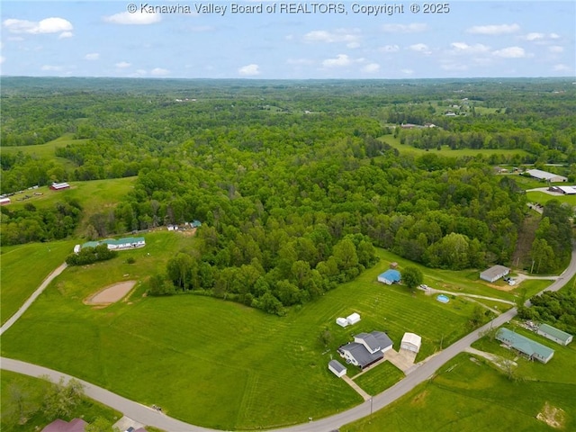 bird's eye view of a heavily wooded area