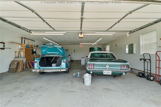 garage with a garage door opener