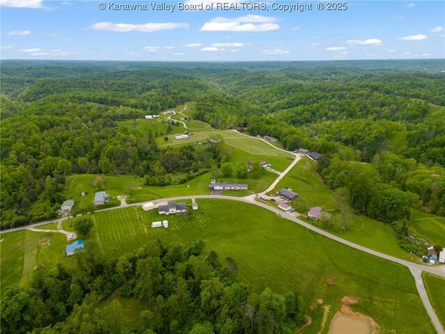 aerial view of a heavily wooded area