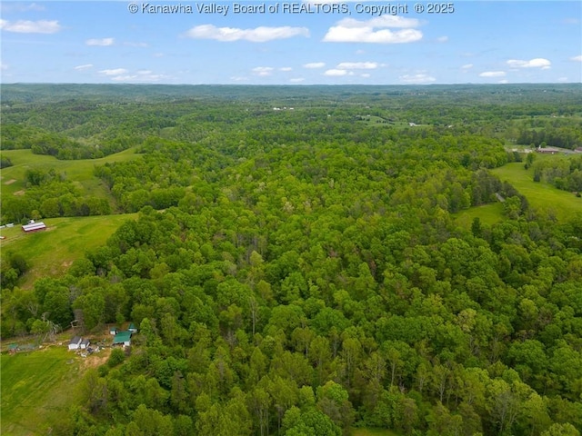 aerial view of a heavily wooded area