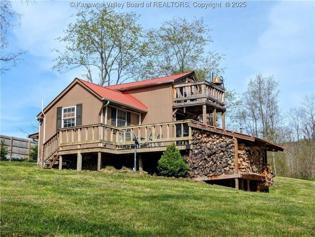 6531 Lockbridge Rd, Wv, WV 25976 - rear view of house featuring a wooden deck and metal roof