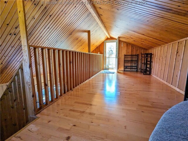 6531 Lockbridge Rd, Wv, WV 25976 - additional living space featuring lofted ceiling, wood walls, and wood finished floors