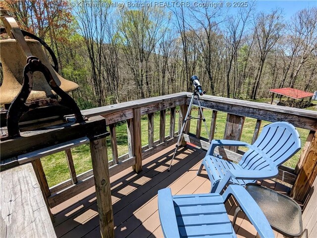 6531 Lockbridge Rd, Wv, WV 25976 - wooden terrace featuring a view of trees