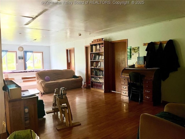 5860 Union Campground Rd, Letart, WV 25253 - living area with dark wood-style floors