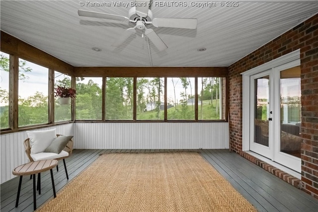 12 W Coventry Rd, South Charleston, WV 25309 - unfurnished sunroom with a ceiling fan and french doors