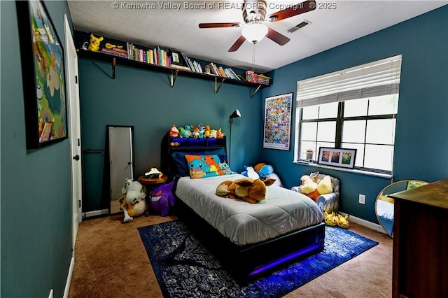 5427 Hillbrook Dr, Charleston, WV 25313 - bedroom featuring carpet flooring, baseboards, and a ceiling fan