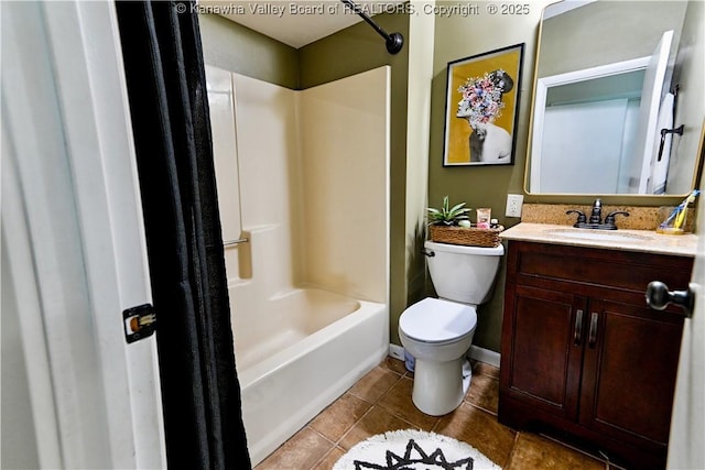 5427 Hillbrook Dr, Charleston, WV 25313 - bathroom with tile patterned floors, toilet, vanity, and shower / tub combination