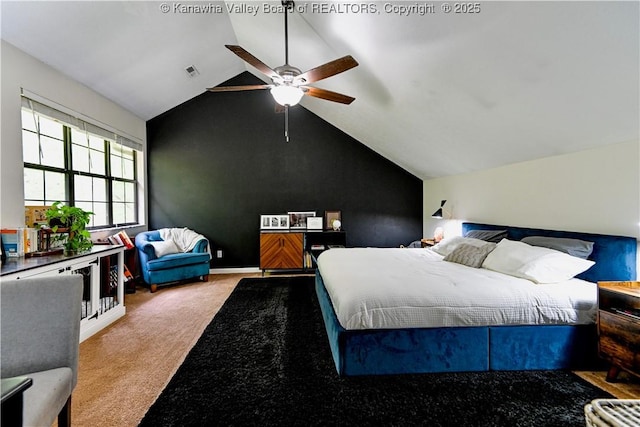 5427 Hillbrook Dr, Charleston, WV 25313 - bedroom featuring carpet floors and lofted ceiling