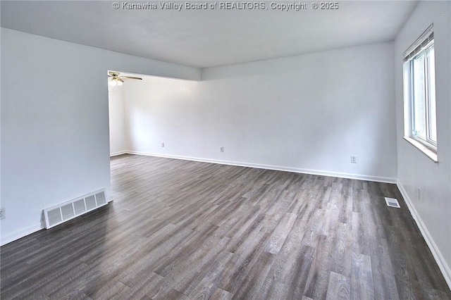 4707 A Marklana Ln, South Charleston, WV 25309 - spare room with dark wood finished floors, baseboards, and ceiling fan