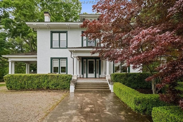 1223 Staunton Rd, Charleston, WV 25314 - italianate home featuring a chimney and stucco siding