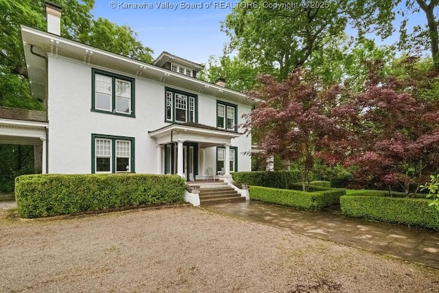 1223 Staunton Rd, Charleston, WV 25314 - view of front of property featuring a chimney and stucco siding