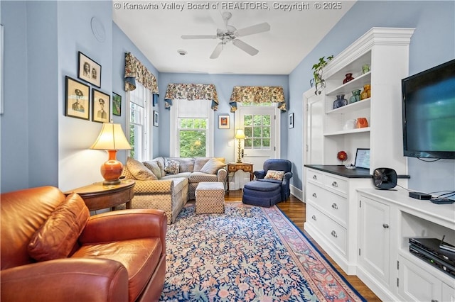 1223 Staunton Rd, Charleston, WV 25314 - living area featuring wood finished floors and ceiling fan