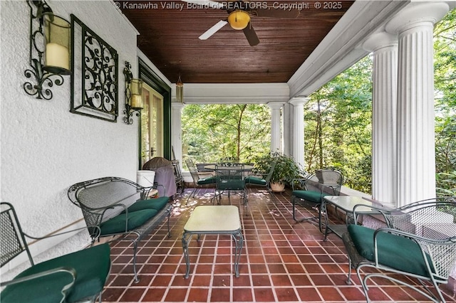 1223 Staunton Rd, Charleston, WV 25314 - view of patio / terrace with ceiling fan and covered porch