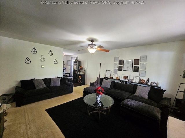 1000 Park Dr, Dunbar, WV 25064 - living area with carpet floors and a ceiling fan