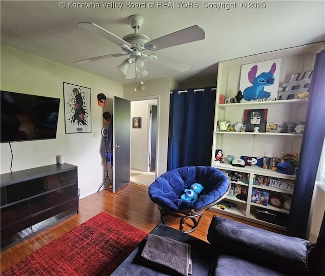 1000 Park Dr, Dunbar, WV 25064 - living area with wood finished floors and ceiling fan