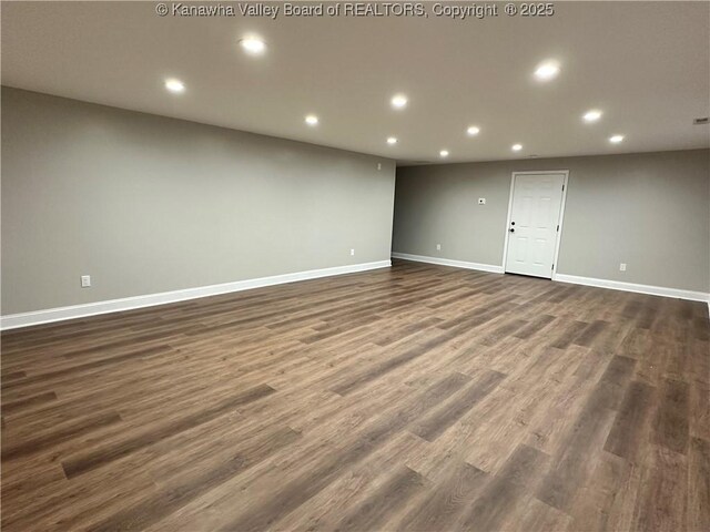 2885 Emma Rd, Given, WV 25245 - basement with recessed lighting, baseboards, and dark wood-type flooring