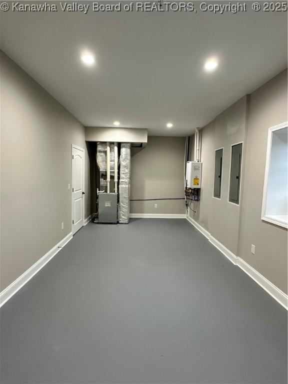 2885 Emma Rd, Given, WV 25245 - finished basement with recessed lighting, heating unit, baseboards, and electric panel