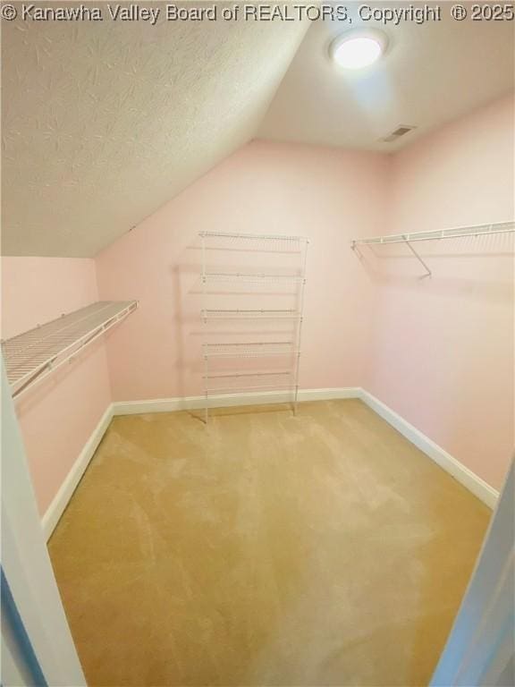 516 Woodbridge Dr, Charleston, WV 25311 - spacious closet featuring lofted ceiling and carpet floors