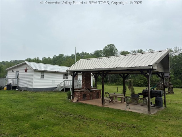3888-3890 Charleston Rd, Gandeeville, WV 25243 - exterior space featuring a gazebo, a lawn, and a patio area