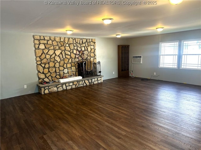 5106 Staunton Ave SE, Charleston, WV 25304 - unfurnished living room with wood finished floors and a fireplace