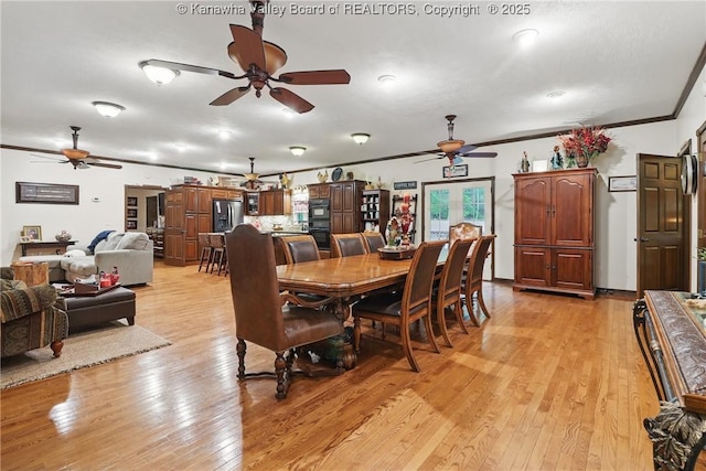 3282 Greenview Rd, South Charleston, WV 25303 - dining room with a ceiling fan, ornamental molding, and light wood finished floors