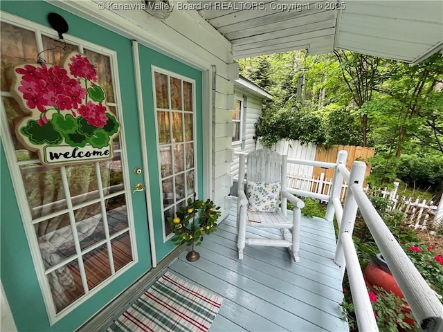 103 Chestnut Dr, Peytona, WV 25154 - deck featuring fence and covered porch