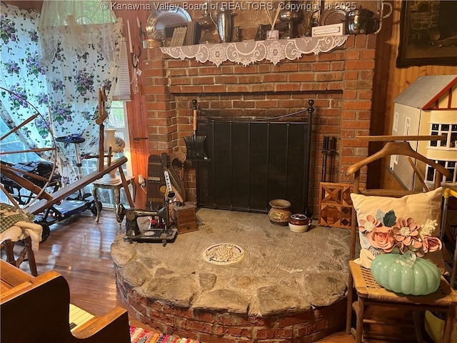 103 Chestnut Dr, Peytona, WV 25154 - living room with wood finished floors and a fireplace