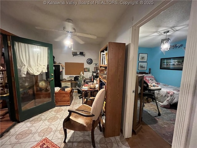 103 Chestnut Dr, Peytona, WV 25154 - office featuring a ceiling fan and a textured ceiling