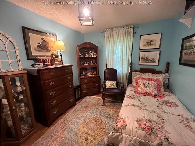 103 Chestnut Dr, Peytona, WV 25154 - bedroom featuring a textured ceiling and wood finished floors