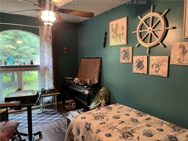 103 Chestnut Dr, Peytona, WV 25154 - bedroom featuring multiple windows, wood finished floors, and a ceiling fan