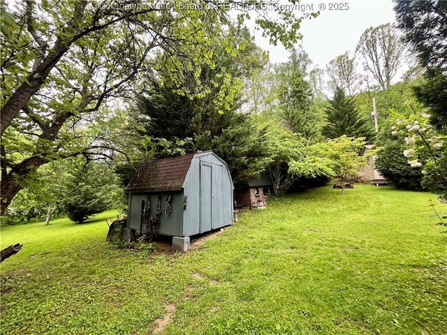 103 Chestnut Dr, Peytona, WV 25154 - view of grassy yard with a storage unit and an outbuilding