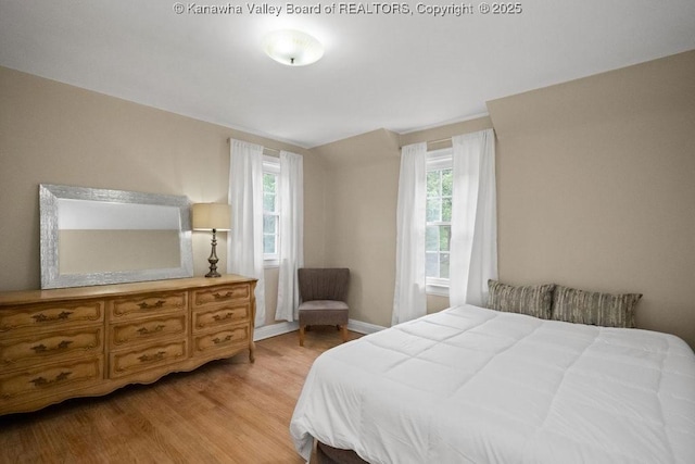 608 Kanawha Ave, Clendenin, WV 25045 - bedroom with light wood-style floors, multiple windows, and baseboards