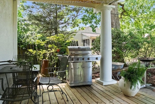 606 Fort Hill Dr, Charleston, WV 25314 - wooden deck featuring grilling area