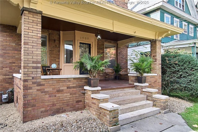 1505 Lee St E, Charleston, WV 25311 - property entrance featuring a porch and brick siding