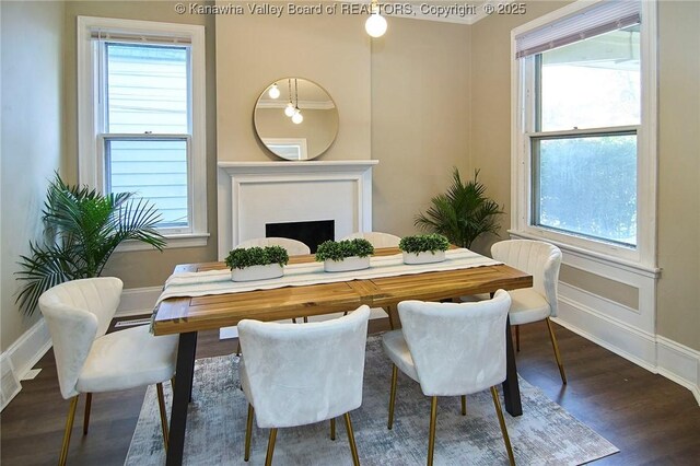 1505 Lee St E, Charleston, WV 25311 - dining room with wood finished floors, plenty of natural light, and baseboards