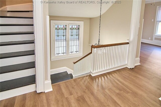 1505 Lee St E, Charleston, WV 25311 - stairs featuring wood finished floors and baseboards